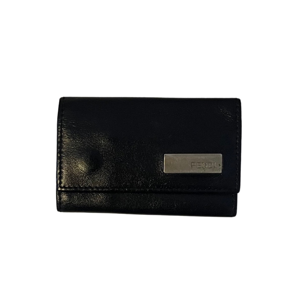 Authentic FENDI Black Leather Key Ring Wallet